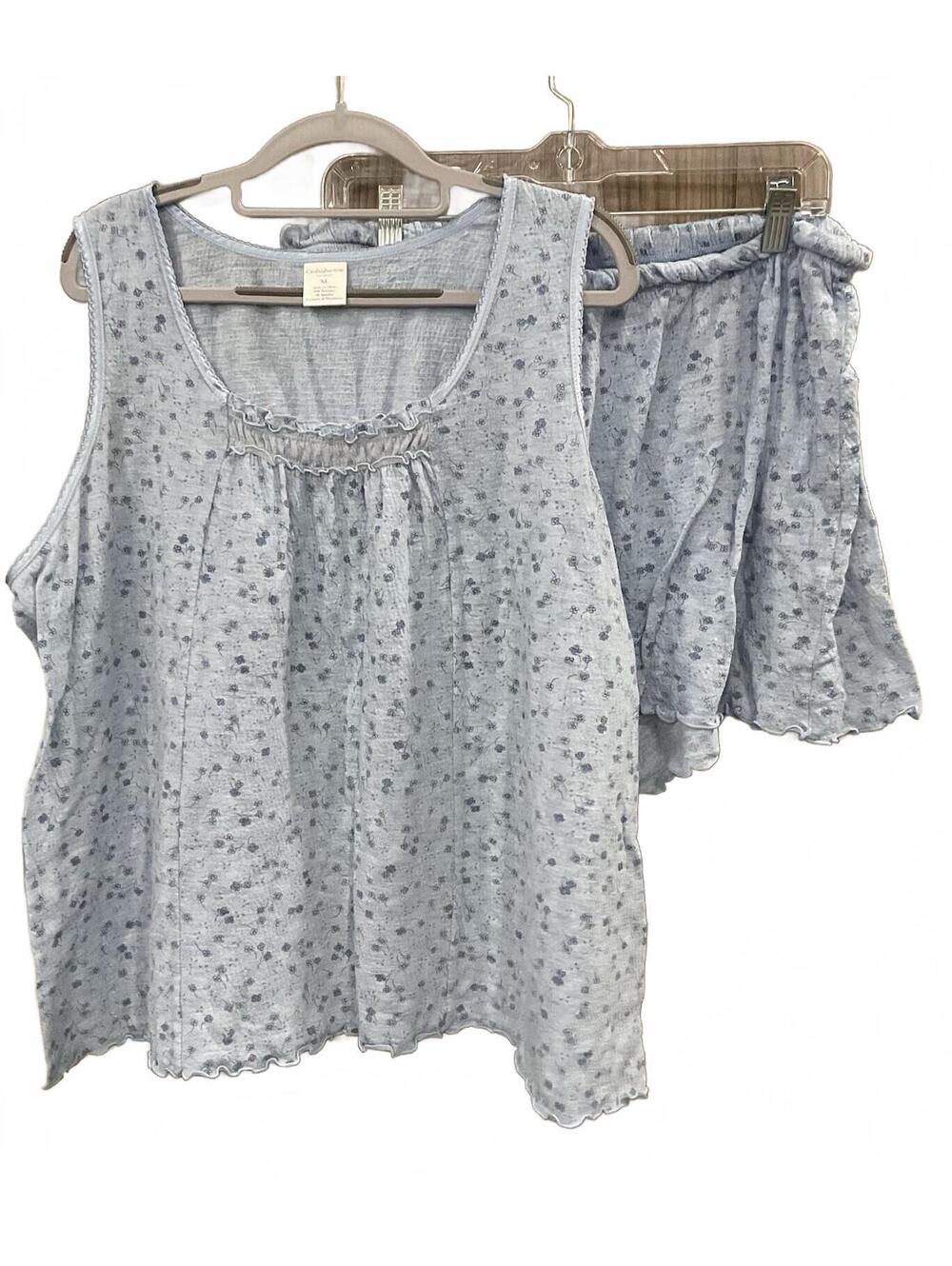 Croft & Barrow Intimates Womens Blue Pajama Top And Shorts Set Size XL